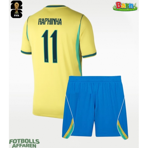 Brasilien Raphinha Belloli #11 Hemmaställ Barn VM 2026 Kortärmad (+ Korta byxor)